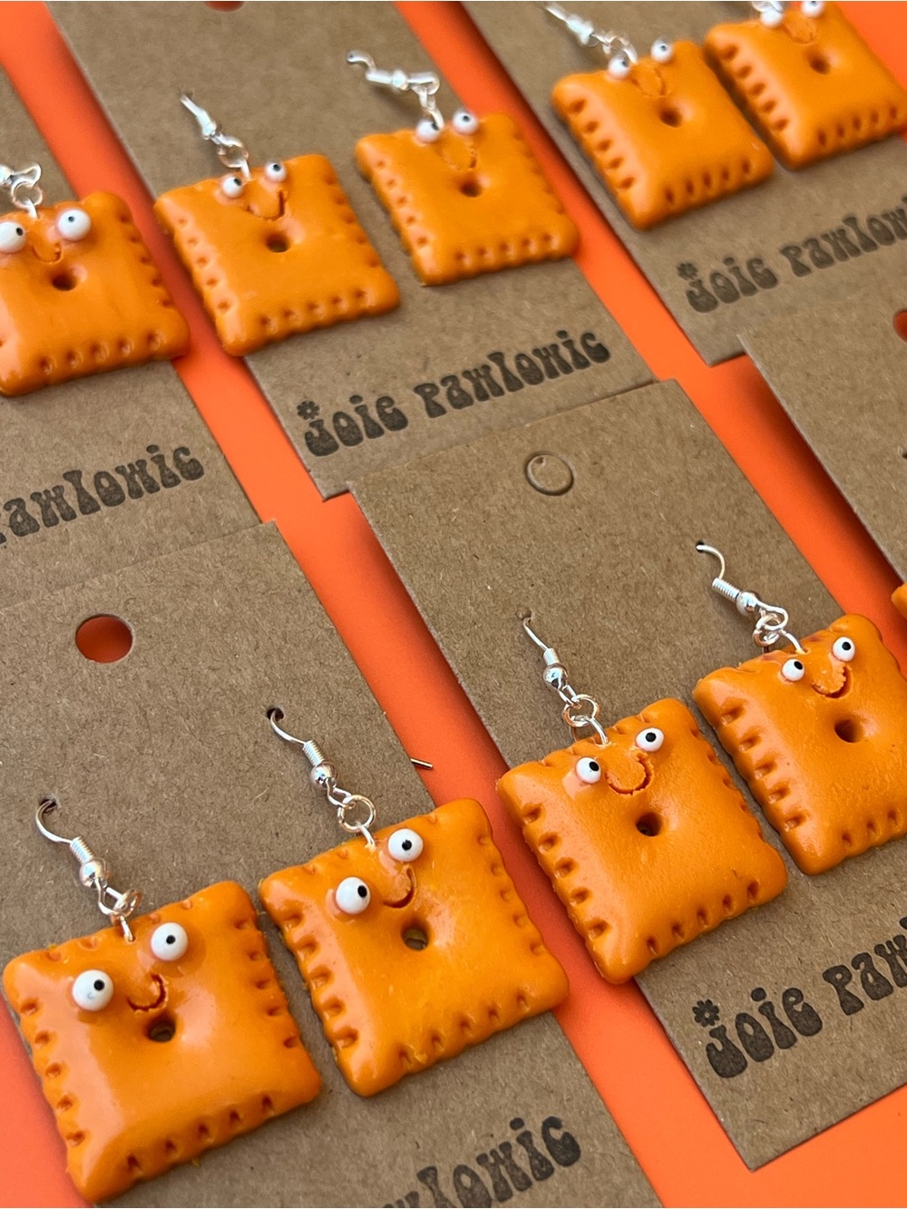 Handmade Smiley Cracker Dangle Earrings